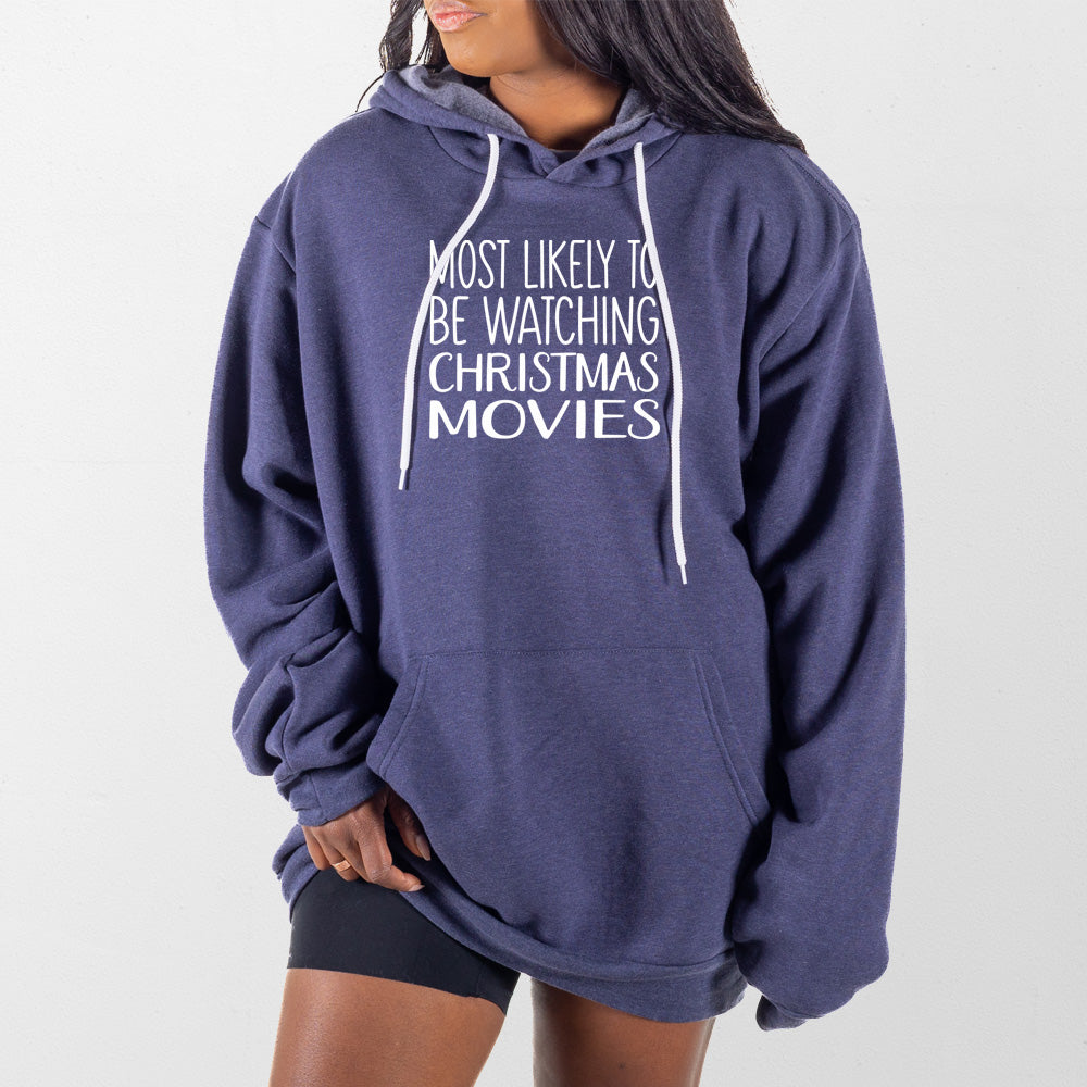 Heather Navy Christmas Movies Giant Hoodie