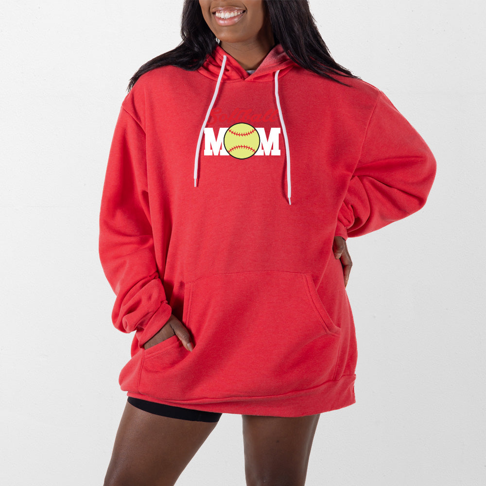 Heather Red Softball Mom Giant Hoodie