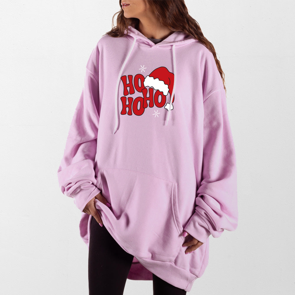 Light Pink Hohoho Outline Giant Hoodie