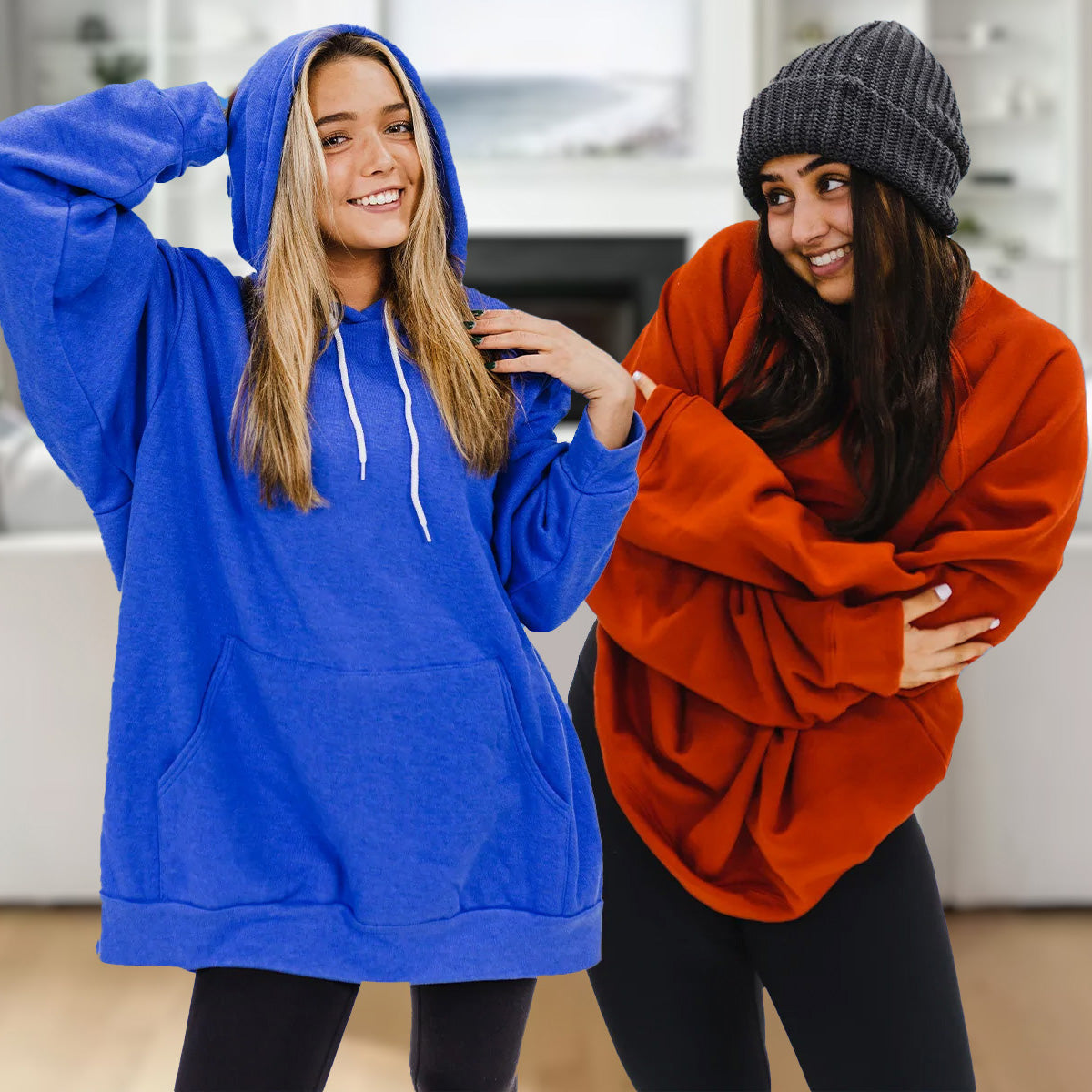 girls wearing hoodies