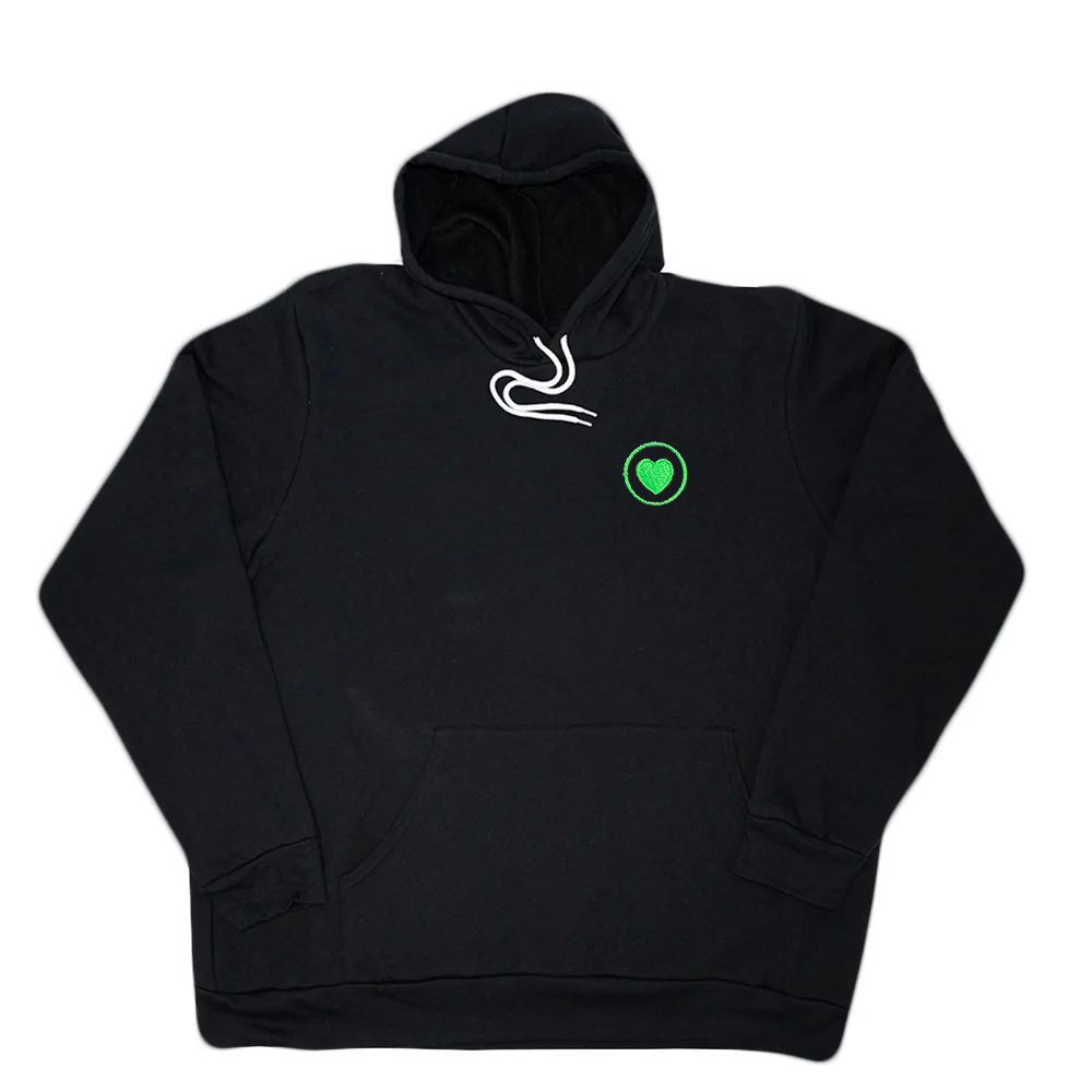 Green Heart Embroidery Giant Hoodie
