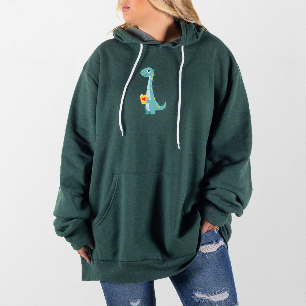 Heather Forest Reading Dino Giant Hoodie