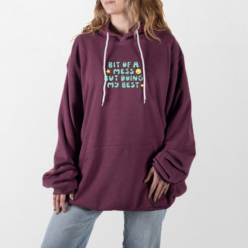 Heather Maroon Bit Of A Mess Giant Hoodie