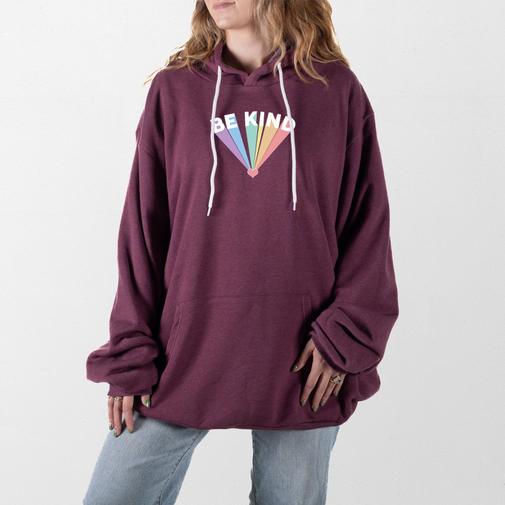 Heather Maroon Rainbow Be Kind Giant Hoodie