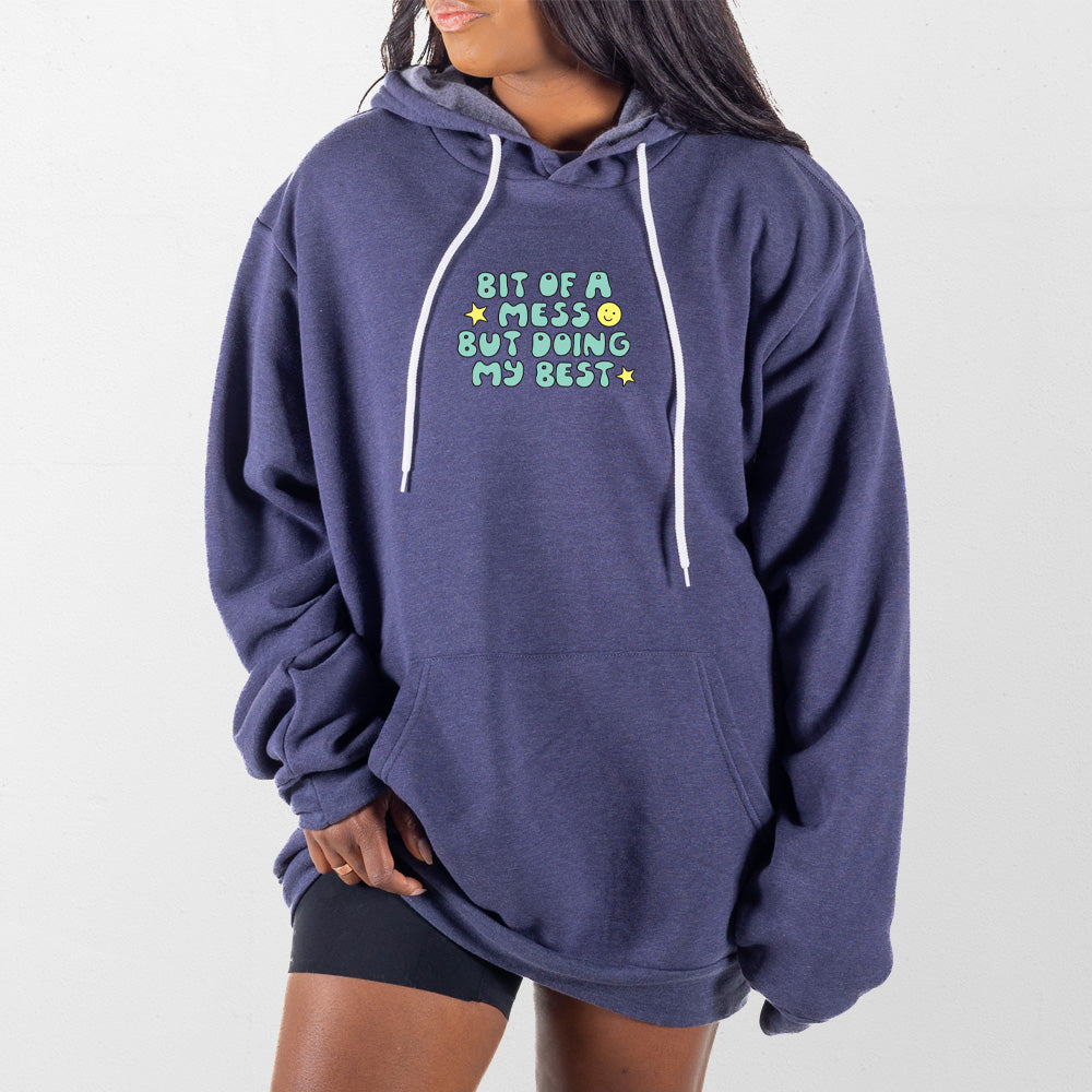 Heather Navy Bit Of A Mess Giant Hoodie