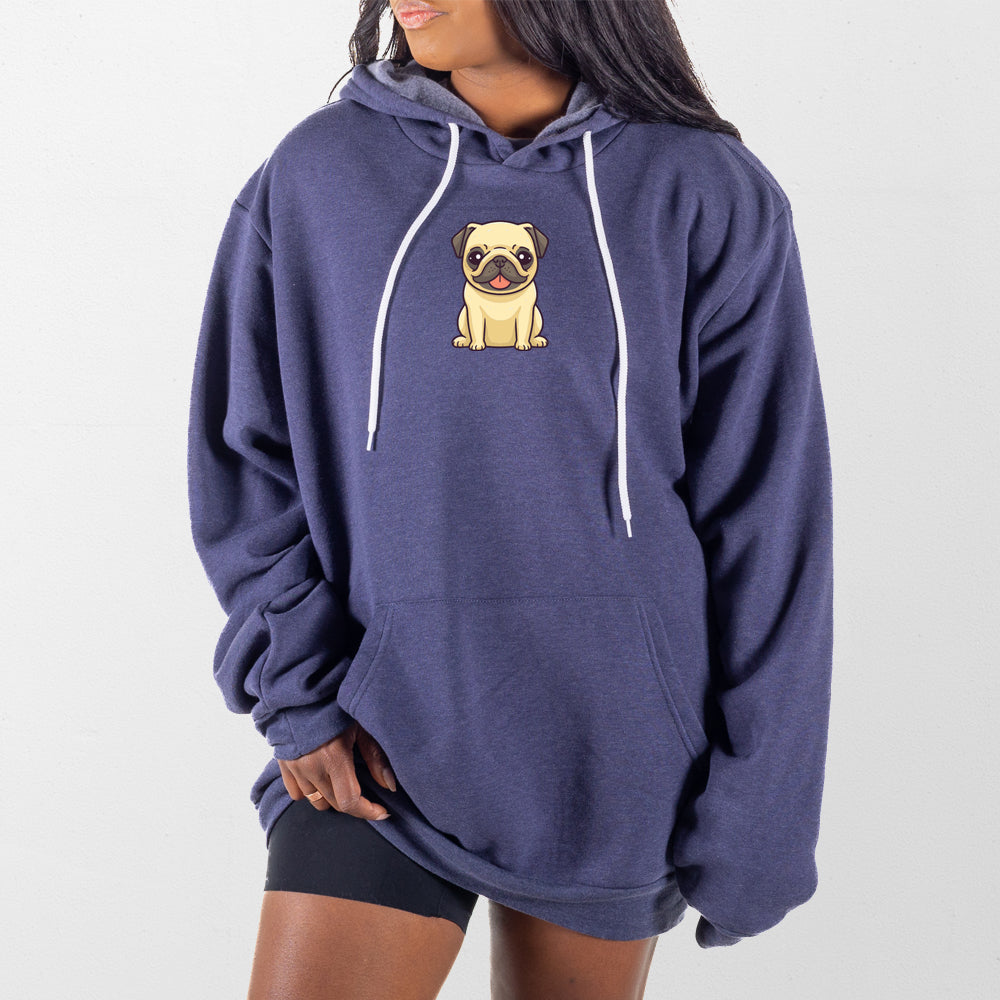 Heather Navy Pug Puppy Giant Hoodie