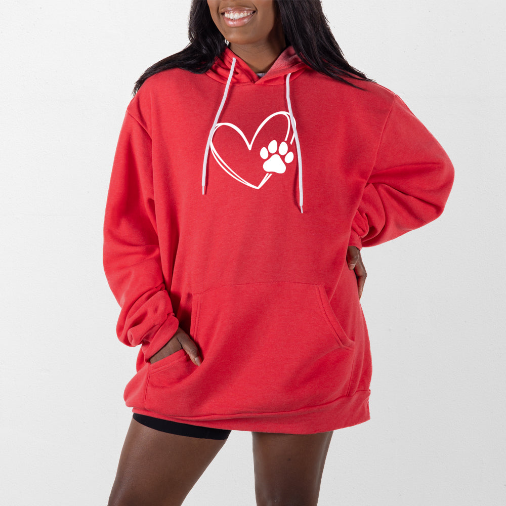 Heather Red Paw Heart Giant Hoodie