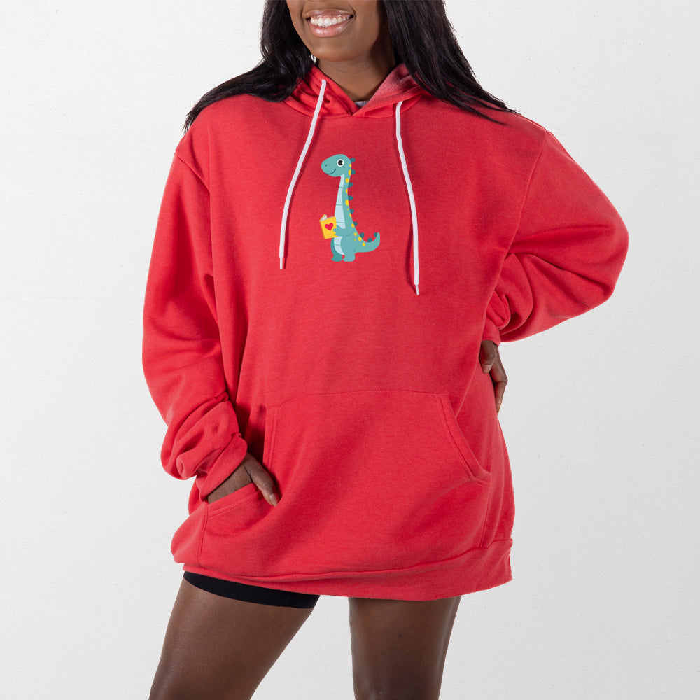 Heather Red Reading Dino Giant Hoodie