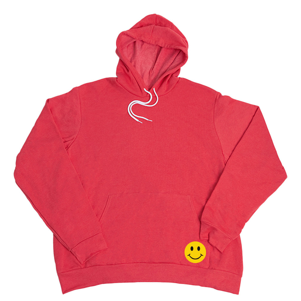 Pocket Smiley Giant Hoodie - Heather Red
