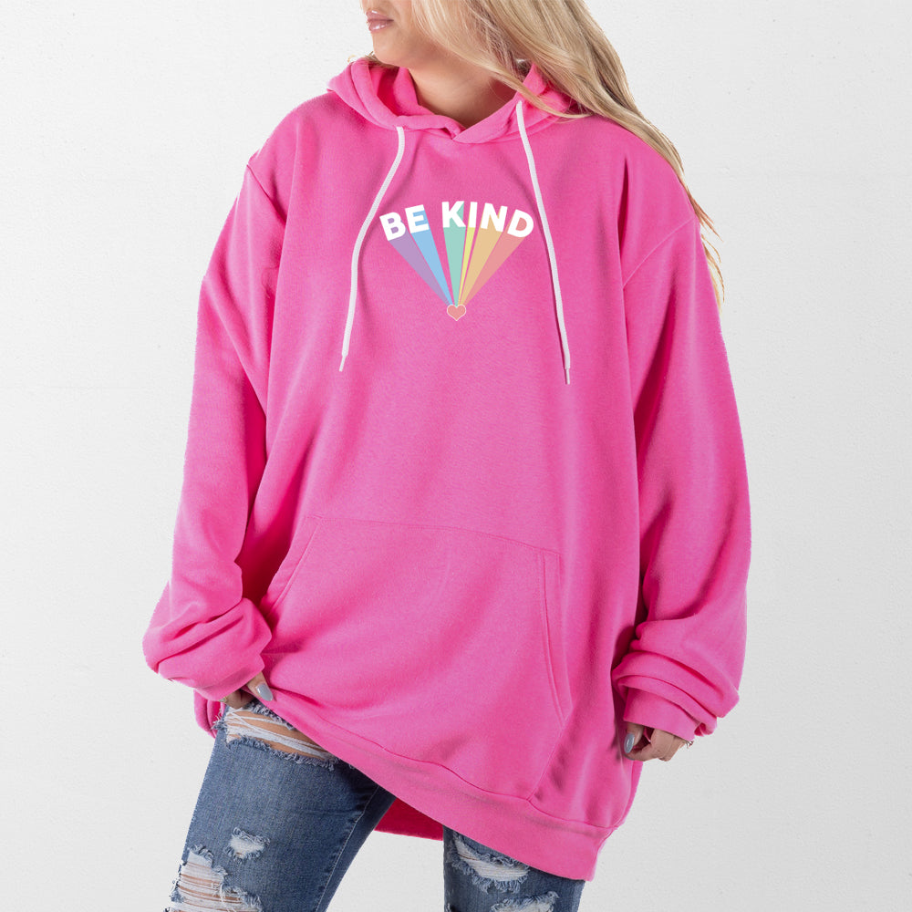 Hot Pink Rainbow Be Kind Giant Hoodie