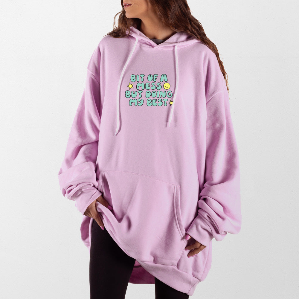 Light Pink Bit Of A Mess Giant Hoodie