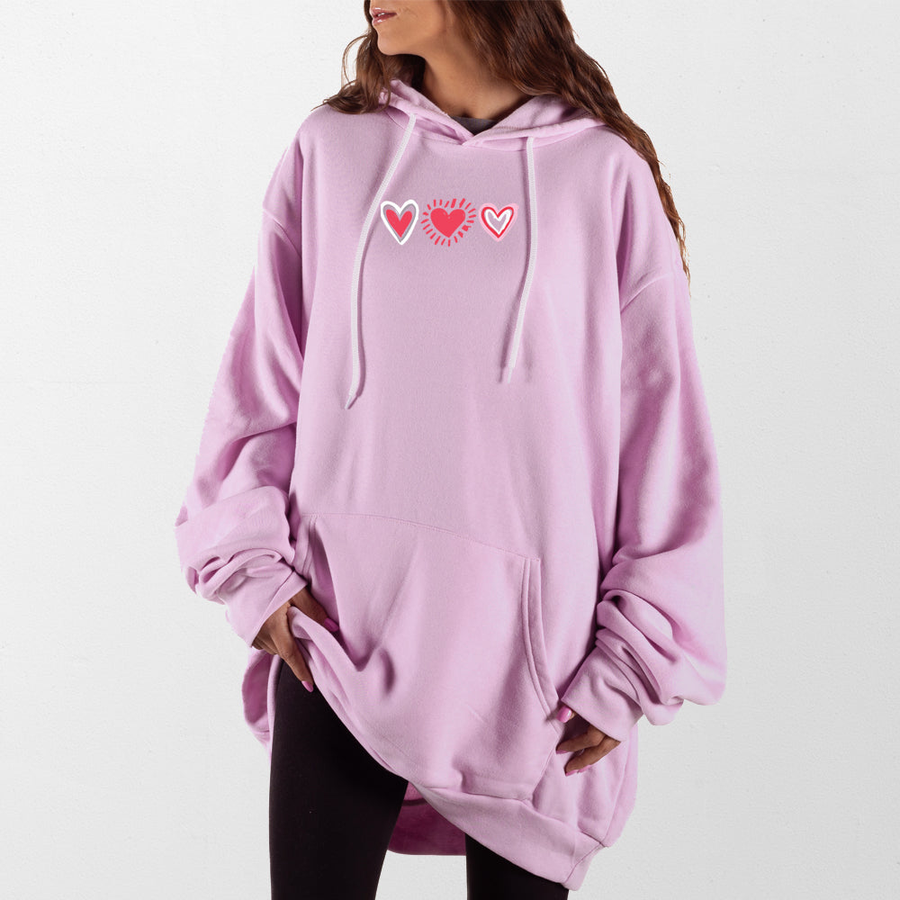 Light Pink Three Hearts Giant Hoodie