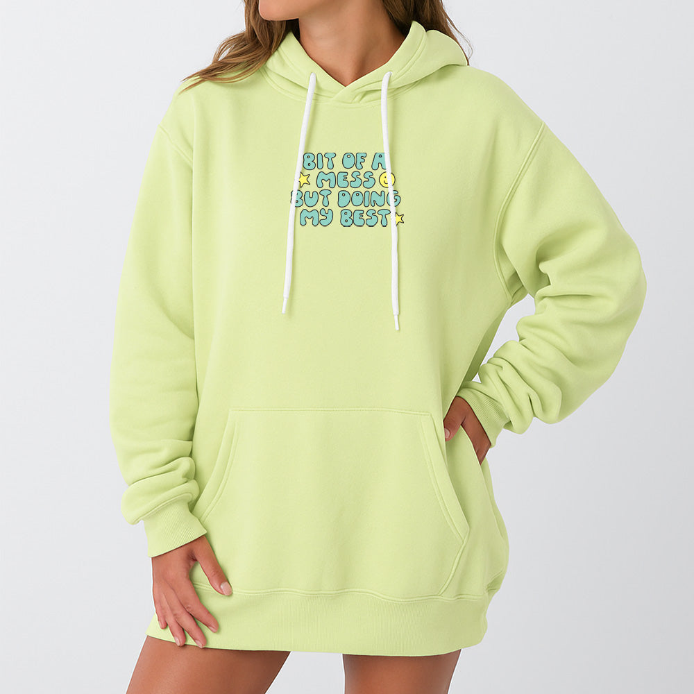 Bit Of A Mess Giant Hoodie - Lime Cream