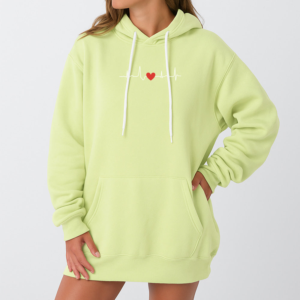 Heartbeat Giant Hoodie - Lime Cream