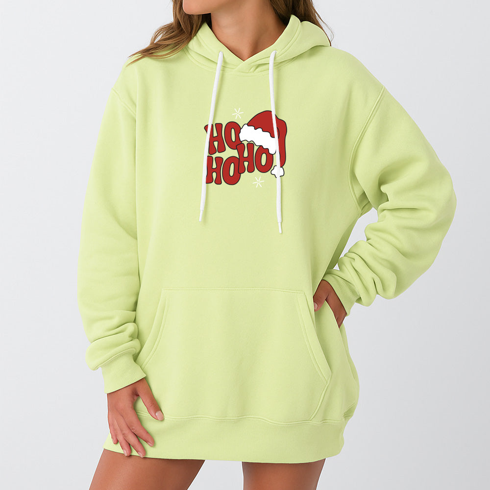 HoHoHo Outline Giant Hoodie - Lime Cream