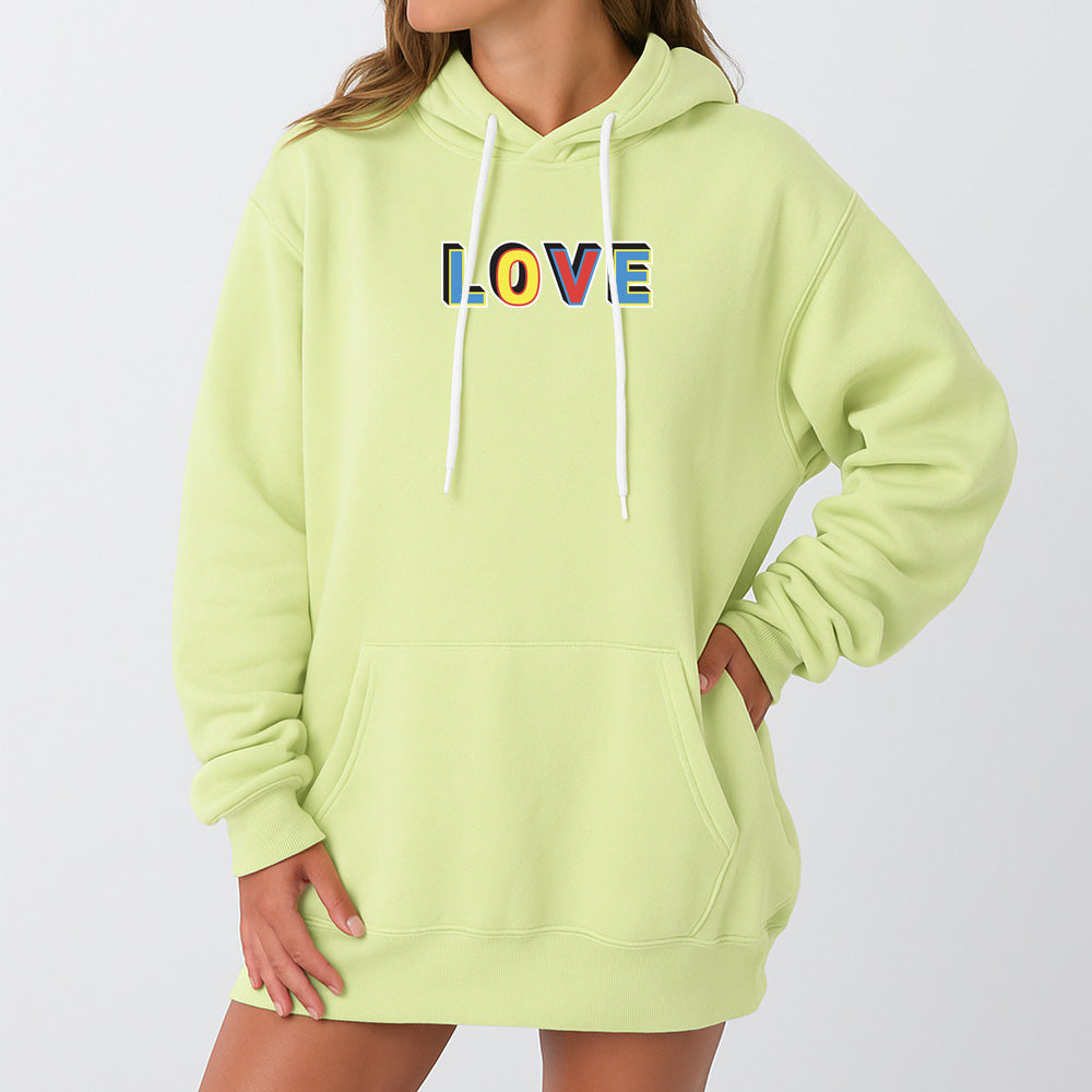 Multicolor Love Giant Hoodie - Lime Cream