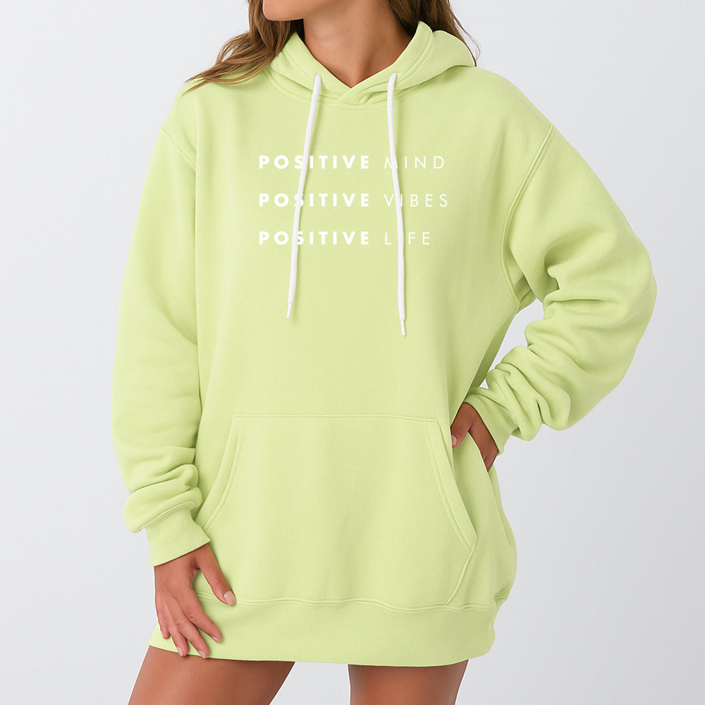 Positive Mind Vibes Life Giant Hoodie - Lime Cream