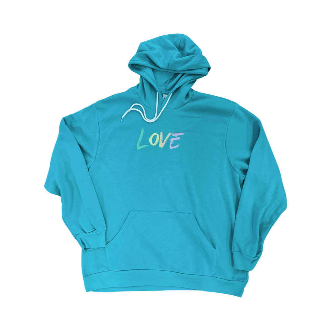 Love Embroidery Giant Hoodie - Teal