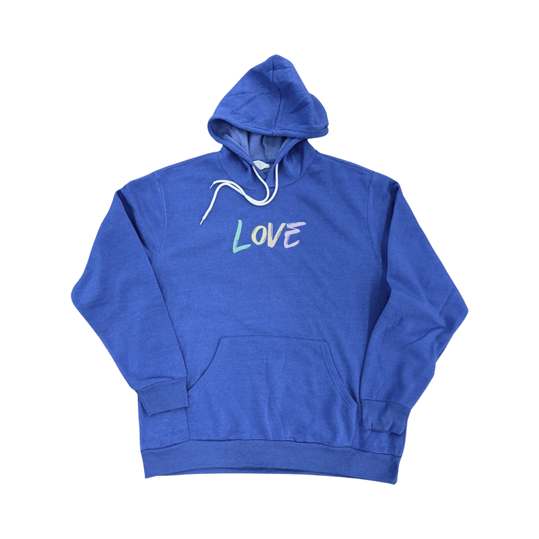 Love Embroidery Giant Hoodie - Very Blue