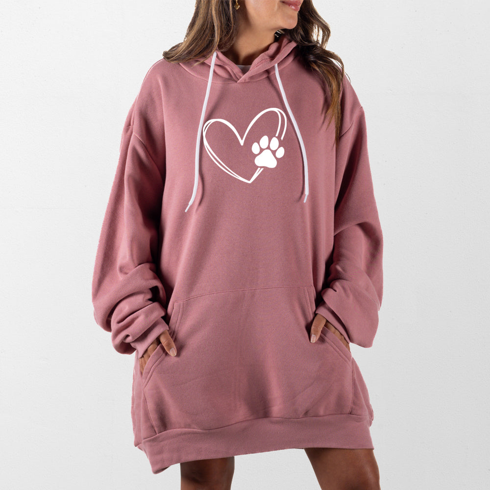Mauve Paw Heart Giant Hoodie