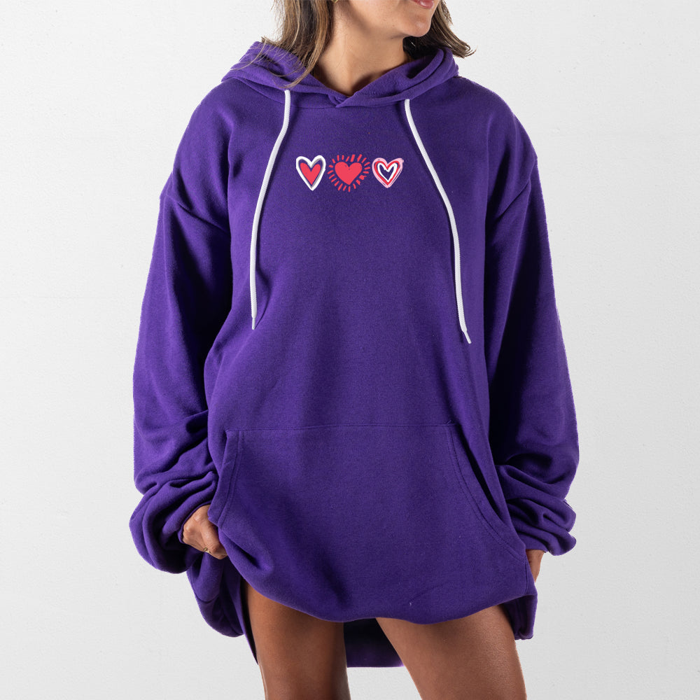 Purple Three Hearts Giant Hoodie