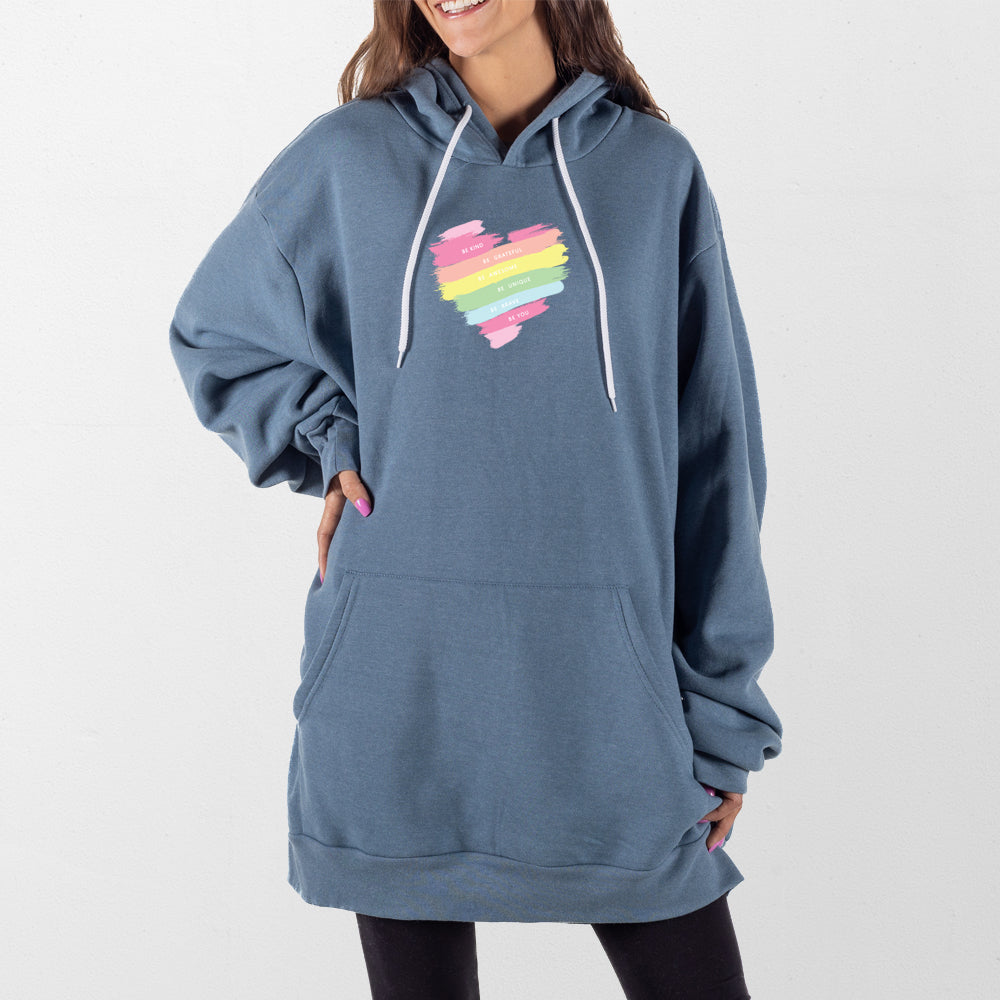 Slate Blue Inspirational Heart Giant Hoodie