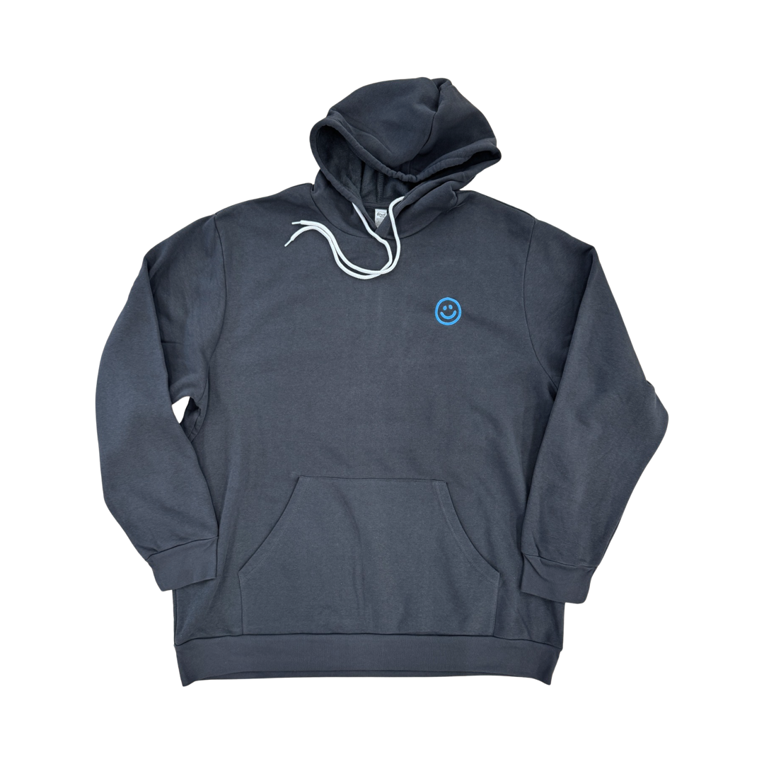 Smiley Embroidery Giant Hoodie - Dark Gray
