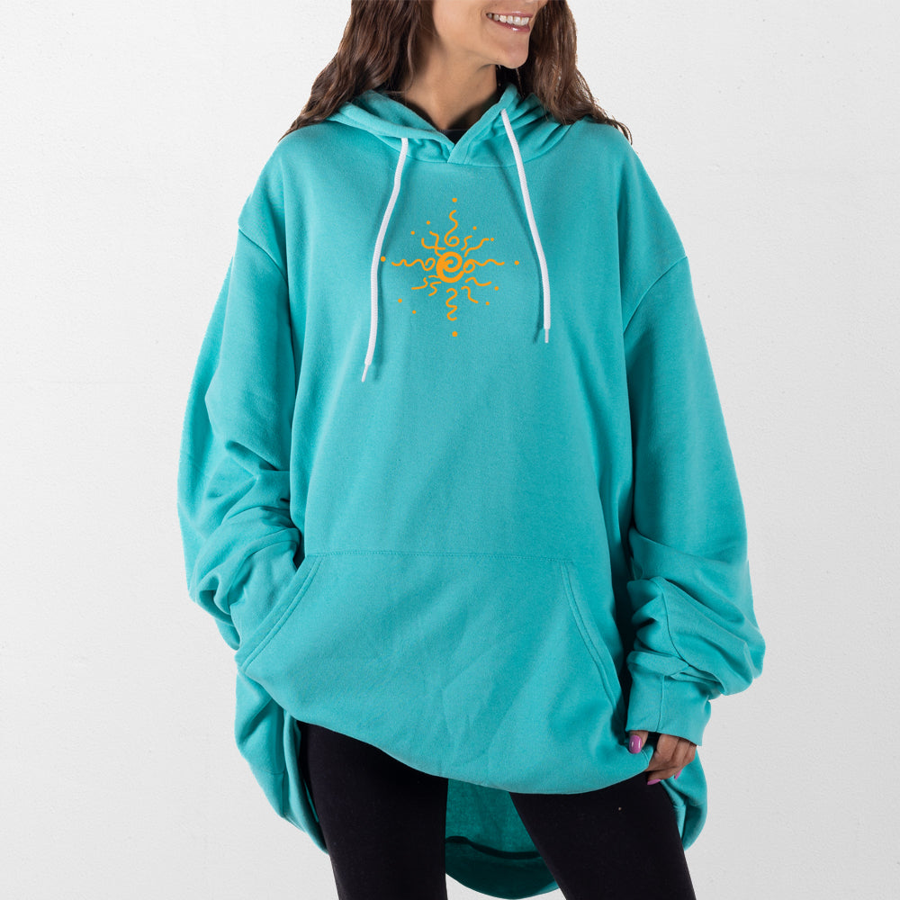 Teal Swirly Sun Giant Hoodie