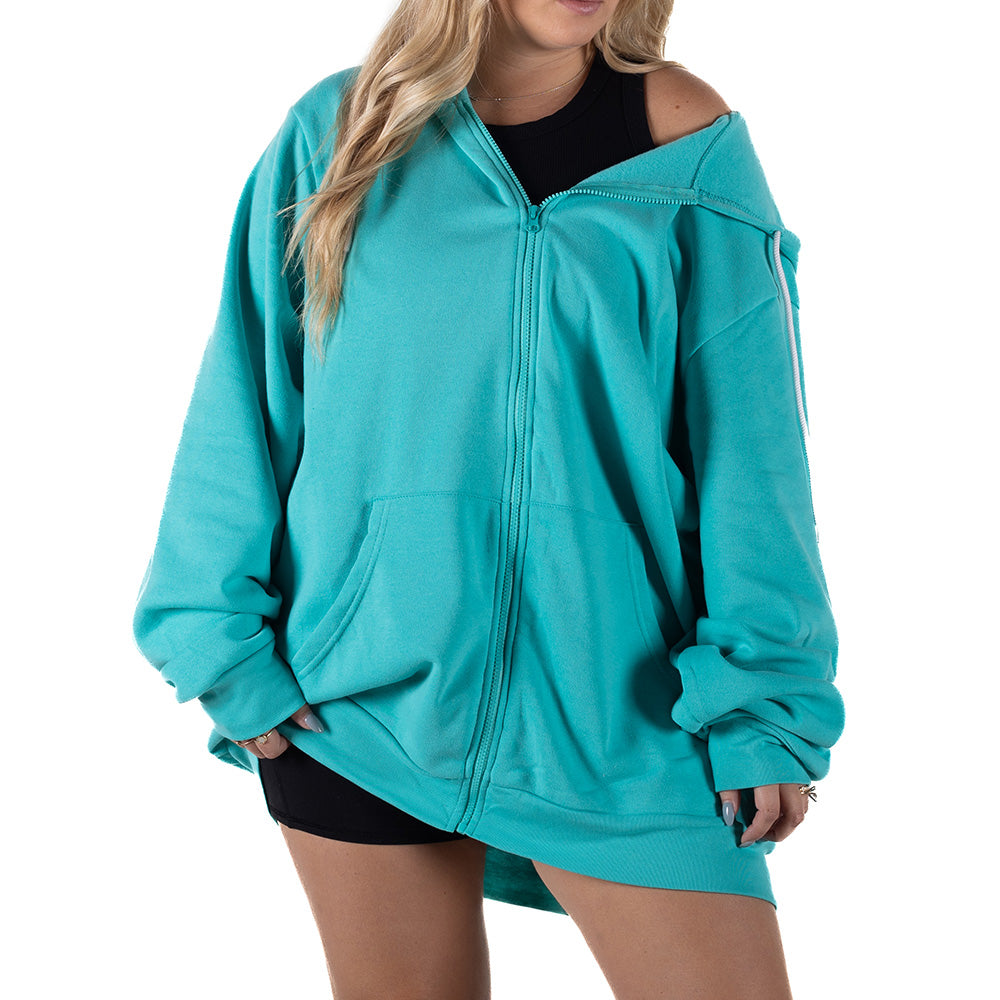 Zip Up Giant Hoodie - Teal Zip