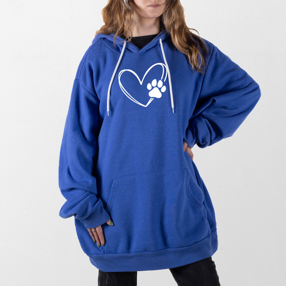 Very Blue Paw Heart Giant Hoodie