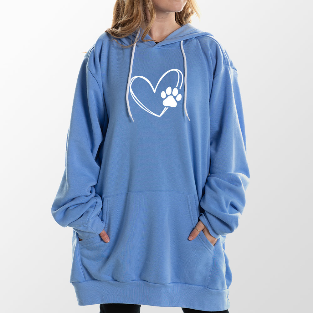Winter Blue Paw Heart Giant Hoodie