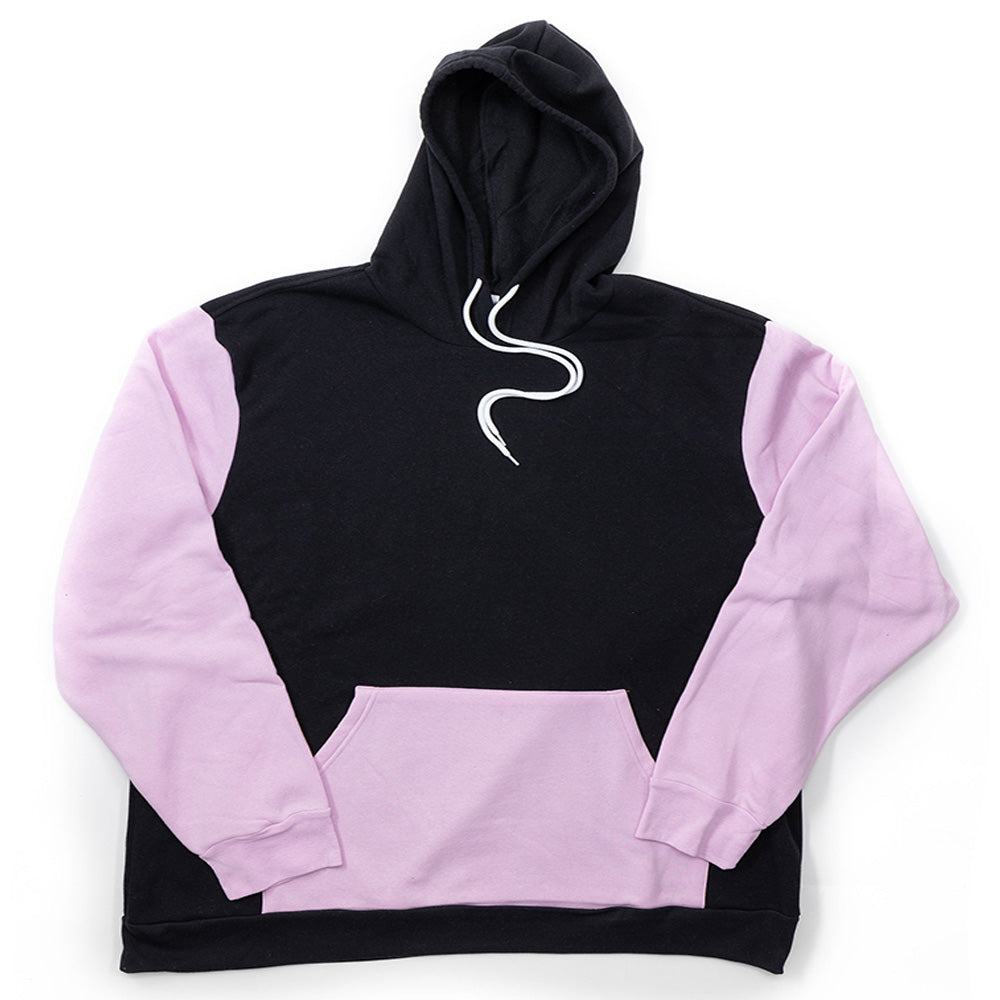 Black and Pink Color Block Giant Hoodie - Black and Pink