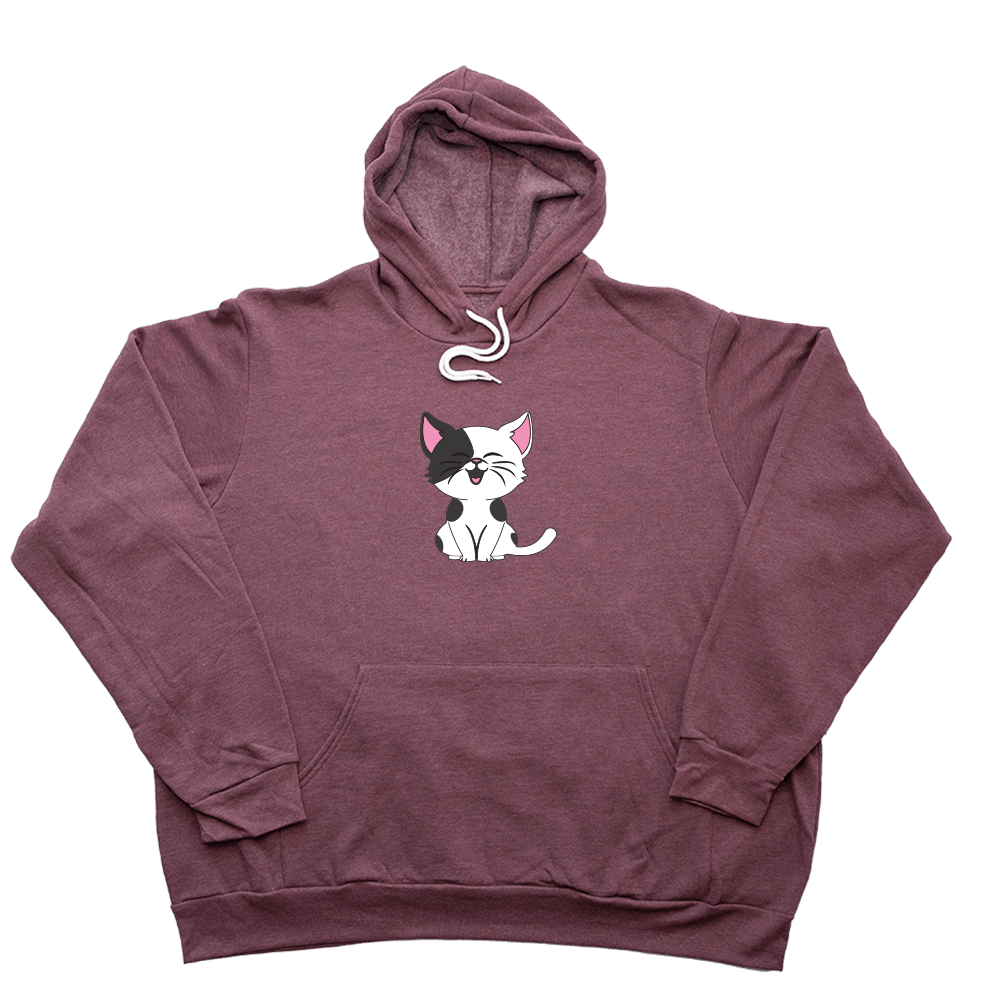 Cartoon Kitty Giant Hoodie - Heather Maroon - Giant Hoodies