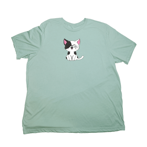 Cartoon Kitty Giant Shirt - Pastel Green - Giant Hoodies
