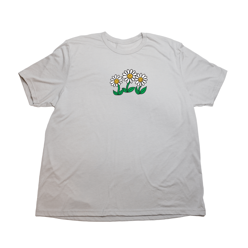 Cool Gray Daisy Flowers Giant Shirt