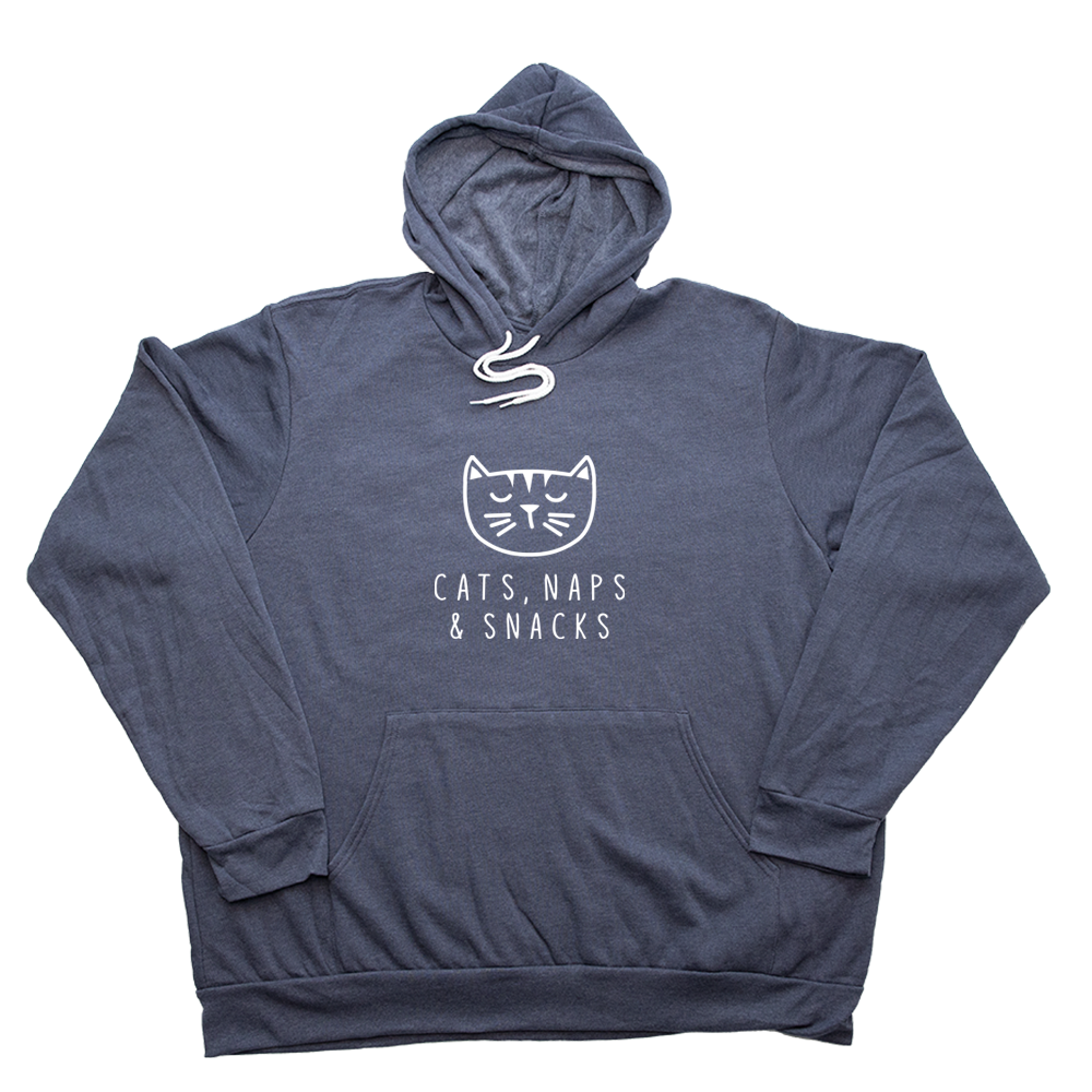 Heather Navy Cats Naps And Snacks Giant Hoodie