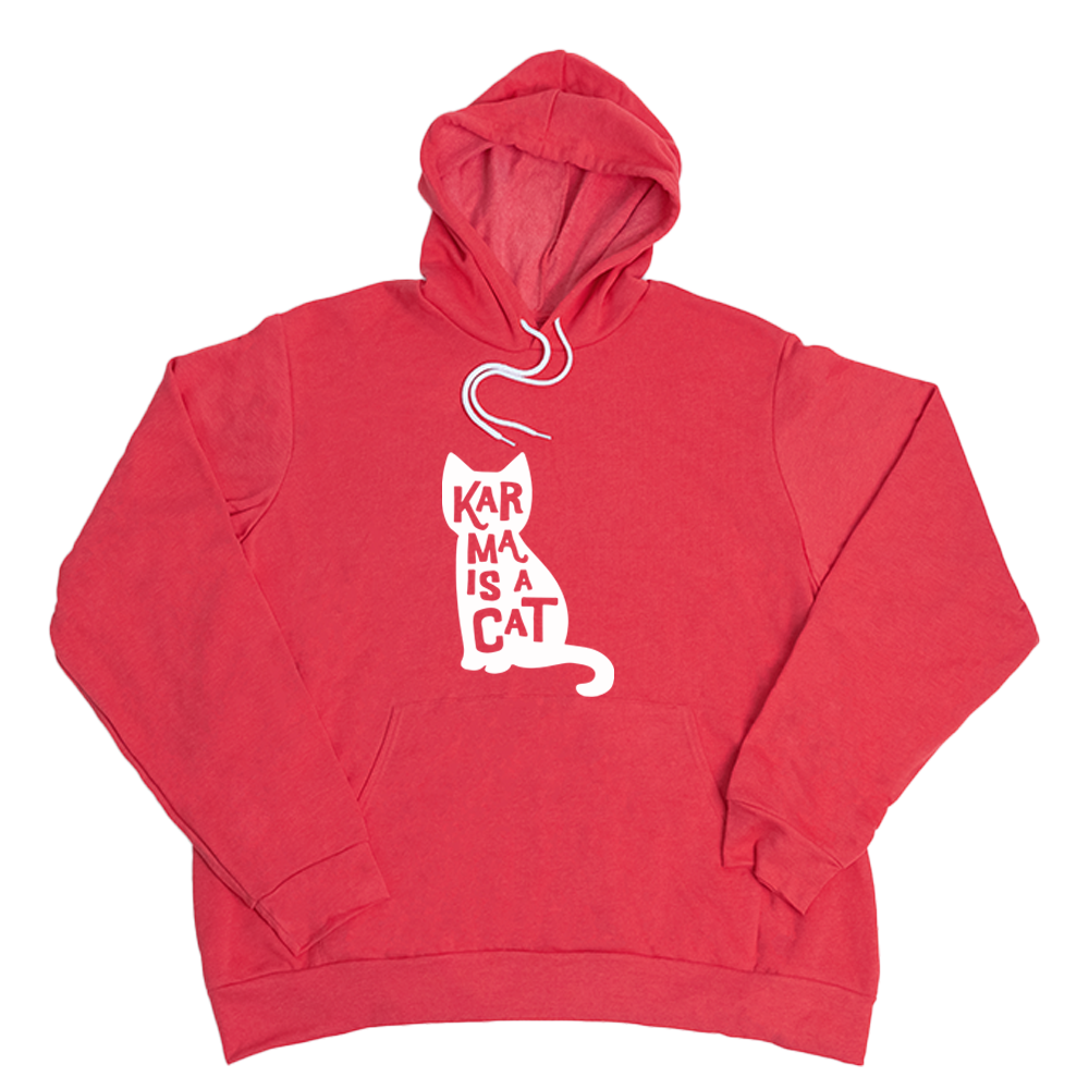 Heather Red Karma Is A Cat Giant Hoodie
