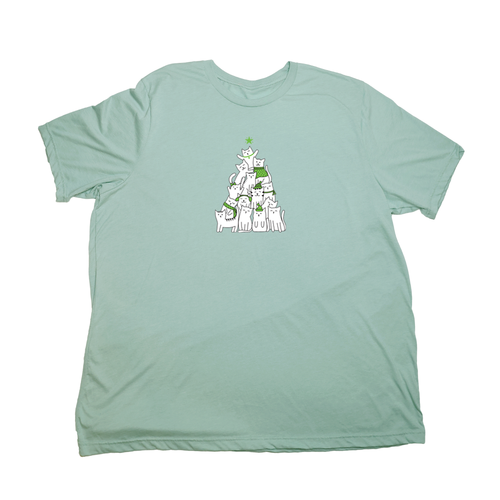 Pastel Green Cat Christmas Tree Giant Shirt