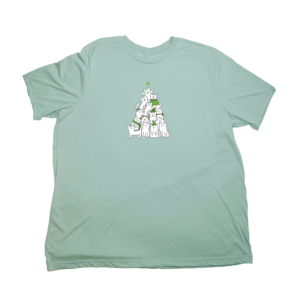 Pastel Green Cat Christmas Tree Giant Shirt