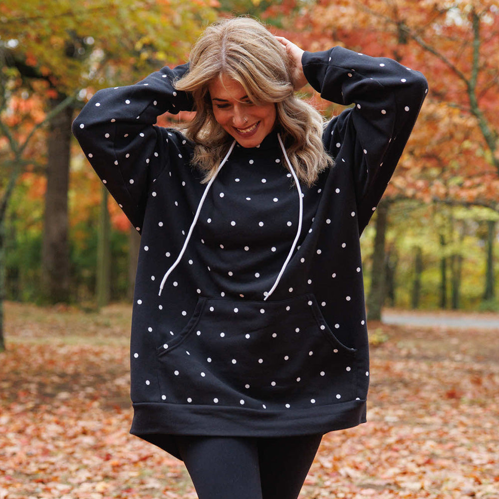 Polka Dot Giant Hoodie - Black Dots